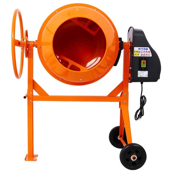 5 Cu. ft Electric Concrete Mixer Machine, Portable Power Cement Mixers for Mortar, Stucco and Fodder, Orange