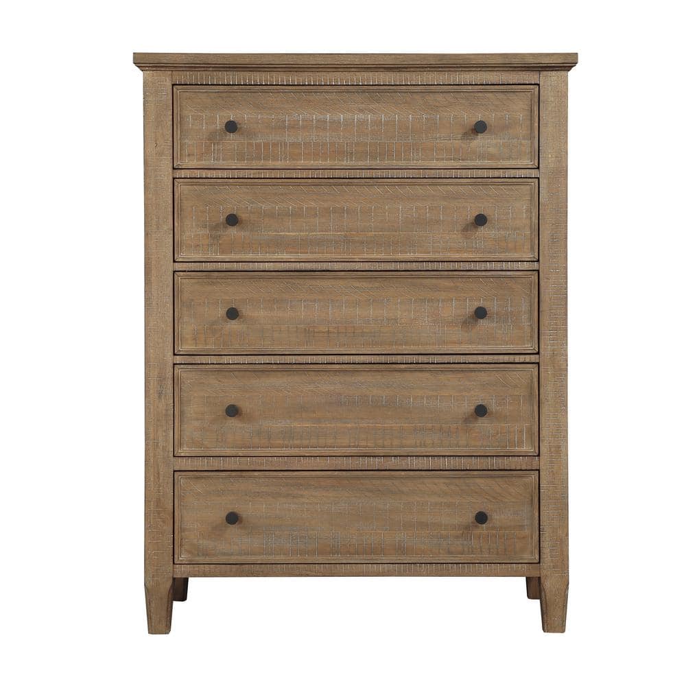 Rustic Brown Pine Dresser with Felt-Lined Drawers