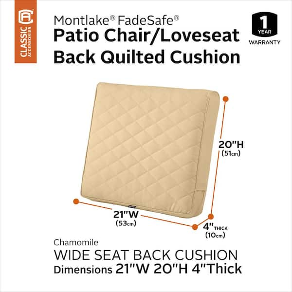 Classic Accessories Montlake FadeSafe 21 in. W x 19 in. D x 3 in. Thick  Chamomile Rectangular Outdoor Quilted Dining Seat Cushion 62-009-CREAM-EC -  The Home Depot