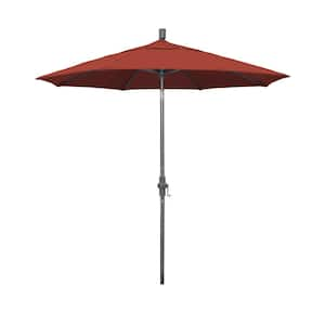 7.5 ft. Hammertone Grey Aluminum Market Patio Umbrella Collar Tilt Crank Lift in Terracotta Sunbrella