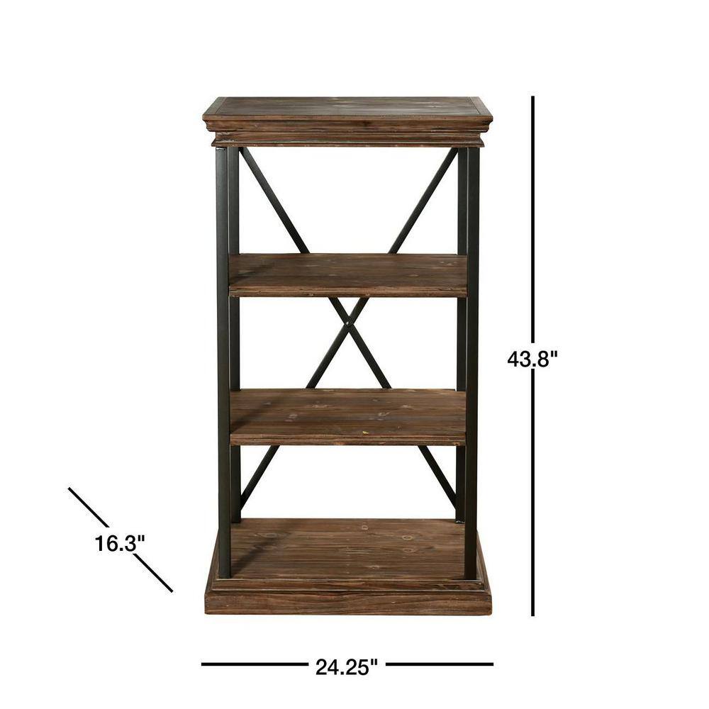 Cocoa Brown and Driftwood Grey Four-Tier Industrial Bookcase