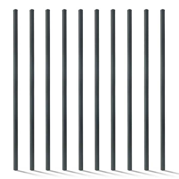 2 in. x 2 in. x 8 ft. Steel Flat Top Blank Metal Fence Post with Post Cap (10 pack)