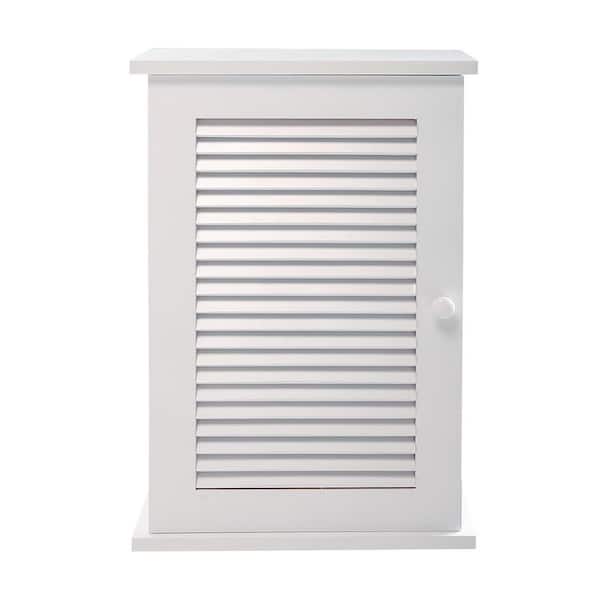 13.8 in. W x 6 in. D x 21 in. H Bathroom Storage Wall Cabinet Louvered Door in White