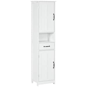 15.75 in. W x 64.5 in. H x 11.75 in. D Wood Rectangular Bathroom Storage Cabinet, Linen Tower with Open Shelf in White