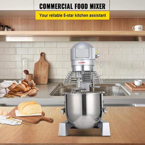 Commercial Food Mixer 30 qt. 1100-Watt 3 Speeds Adjustable 105/180/408 RPM Heavy Duty 110-Volt Silver