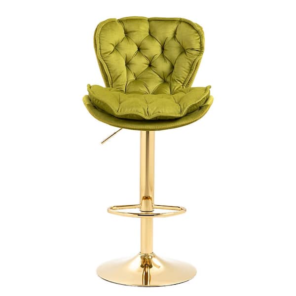 Wateday 44.09 in. Grass Green Low Back Wood Frame 23 in. Bar Stool with Footrest