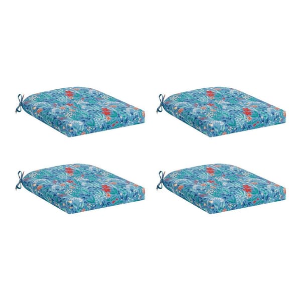 Hampton Bay 20 in. W x 20 in. D Universal Outdoor Seat Pad in Garden Floral (Set of 4)