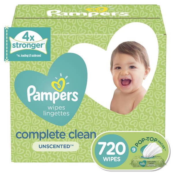 720 Count Pampers Baby Wipes Complete Clean SCENTED 10X Pop-Top Hypoallergenic and Dermatologist-Tested 