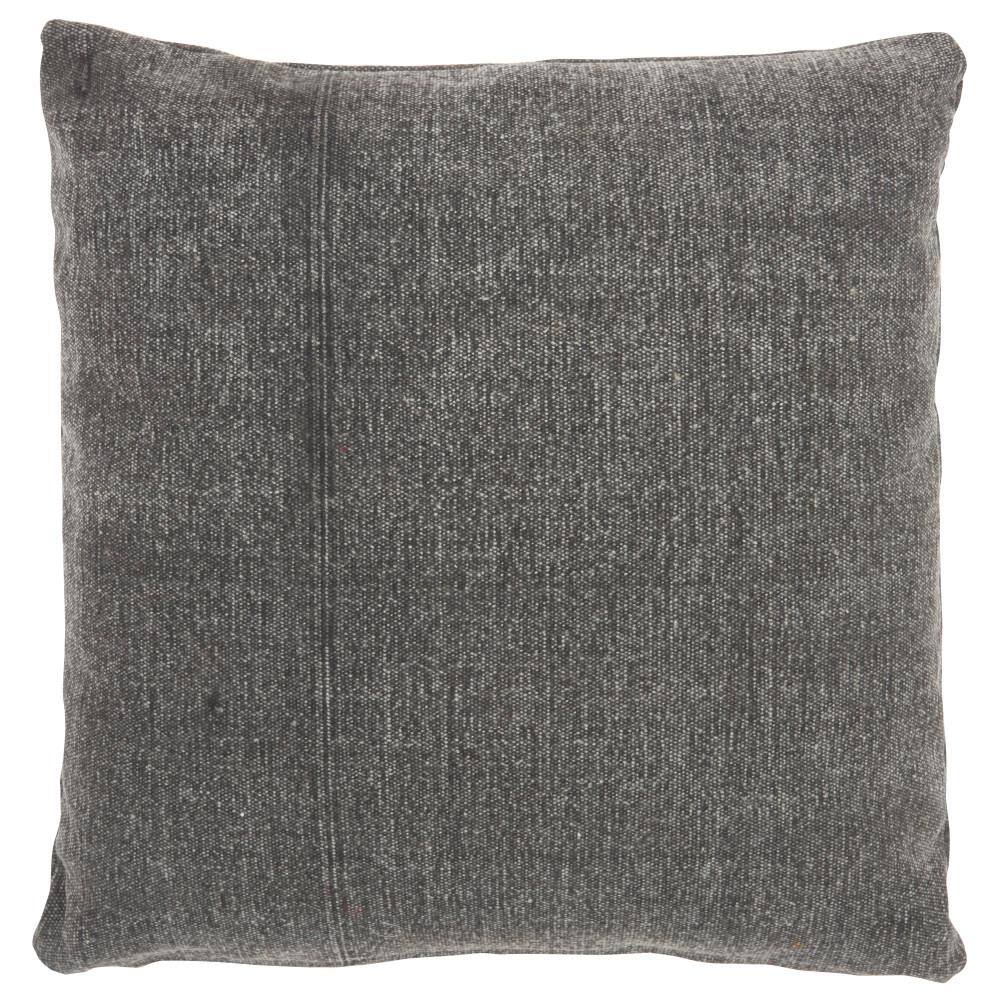 Charcoal Embroidered Figures Square Throw Pillow 18"