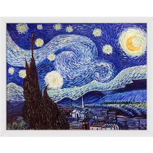 Starry Night by Vincent Van Gogh Gallery White Framed Astronomy Oil Painting Art Print 40 in. x 52 in.