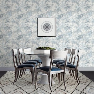 Allure Blue Floral Strippable Wallpaper (Covers 56.4 sq. ft.)