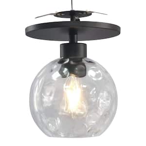 WHP 6 in. Matte Black Recessed Light Semi-Flush Can Conversion Kit with Water Glass Globe Shade