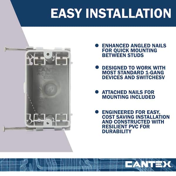 Cantex New Work 1-Gang 23 cu. in. Nail-on Electrical Outlet
