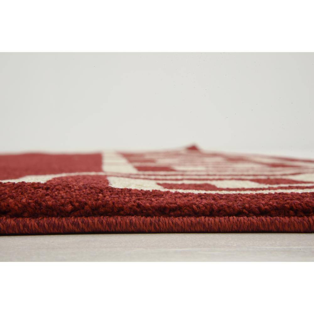 Rectangular Terracotta Geometric Easy Care Synthetic Rug
