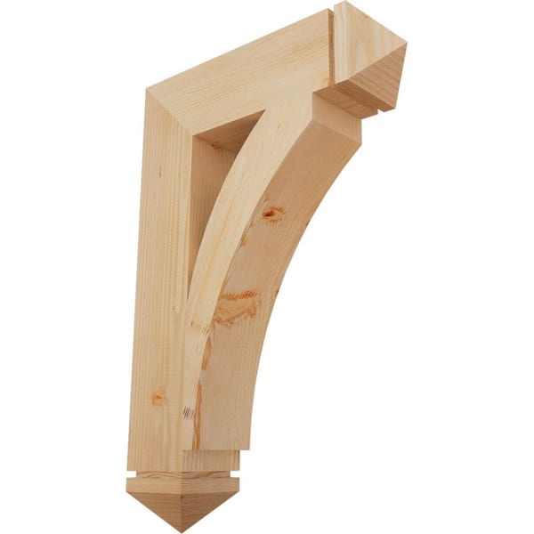 Ekena Millwork 5-1/2 in. x 36 in. x 24 in. Douglas Fir Thorton Arts and Crafts Smooth Bracket