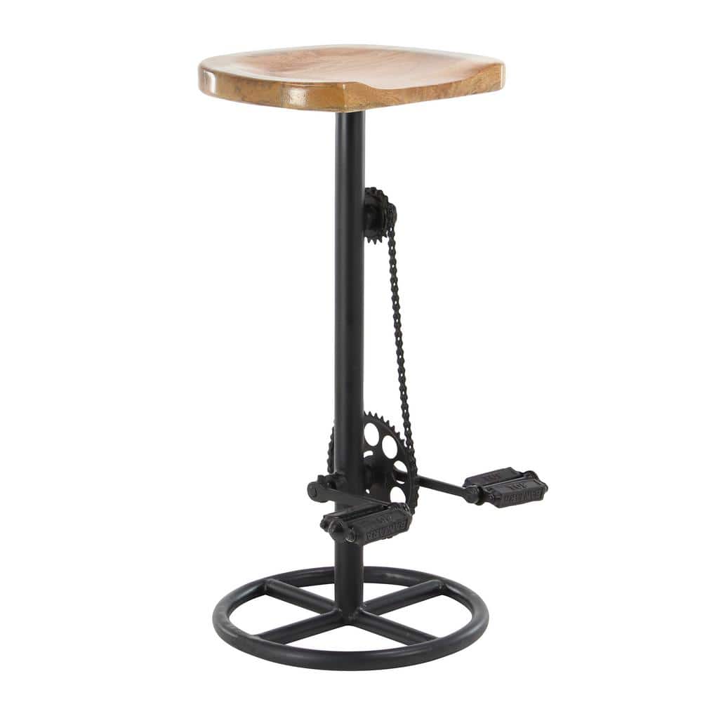 Adjustable Industrial Pedal-Inspired Metal Bar Stool, Brown