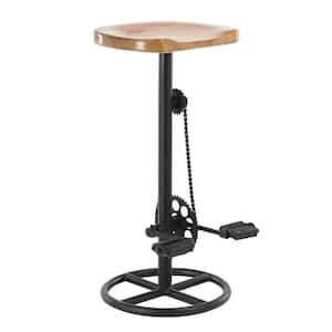 32 in. Brown Metal Bar Stool with Pedals