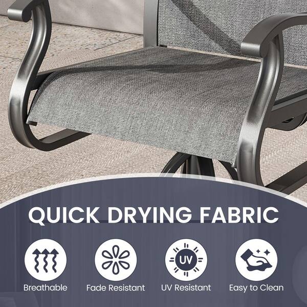 ELPOSUN Swivel Metal Sling Outdoor Dining Chair HDNBPC0142DGOS