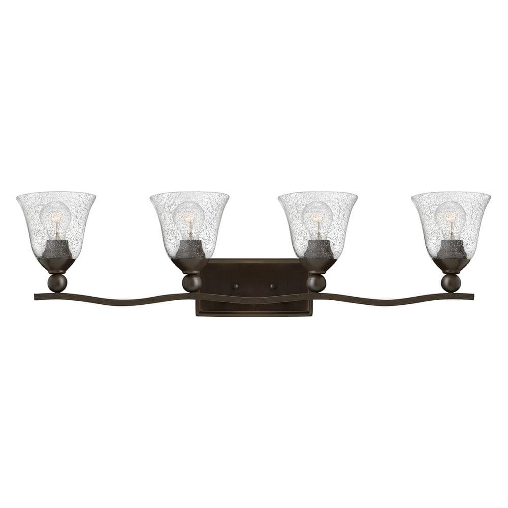 Bolla Olde Bronze 4-Light Bath Fixture with Clear Seedy Glass