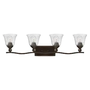Bolla 35.75 in. 4-Light Olde Bronze With Clear Seedy Glass Vanity Light
