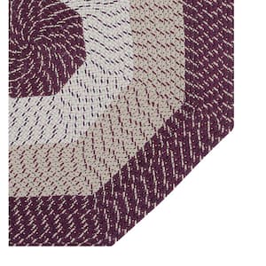Country Stripe Braid Collection Burgundy Stripe 96" Octagonal 100% Polypropylene Reversible Area Rug