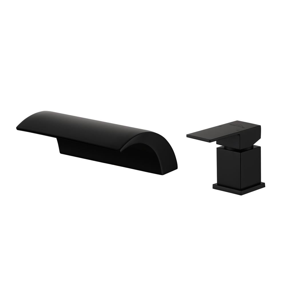 Waterfall Single-Handle Tub Mount Roman Tub Faucet with Water Supply Lines 