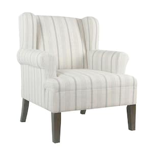 37 in. Height Multi-Color with Wing Back Stripped Pattern Fabric Upholstered Wooden Accent Chair