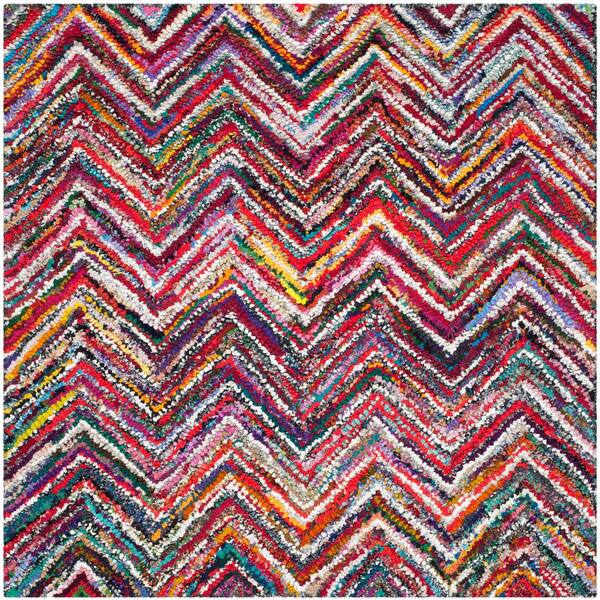 SAFAVIEH Nantucket Multi 8 ft. x 8 ft. Square Chevron Area Rug