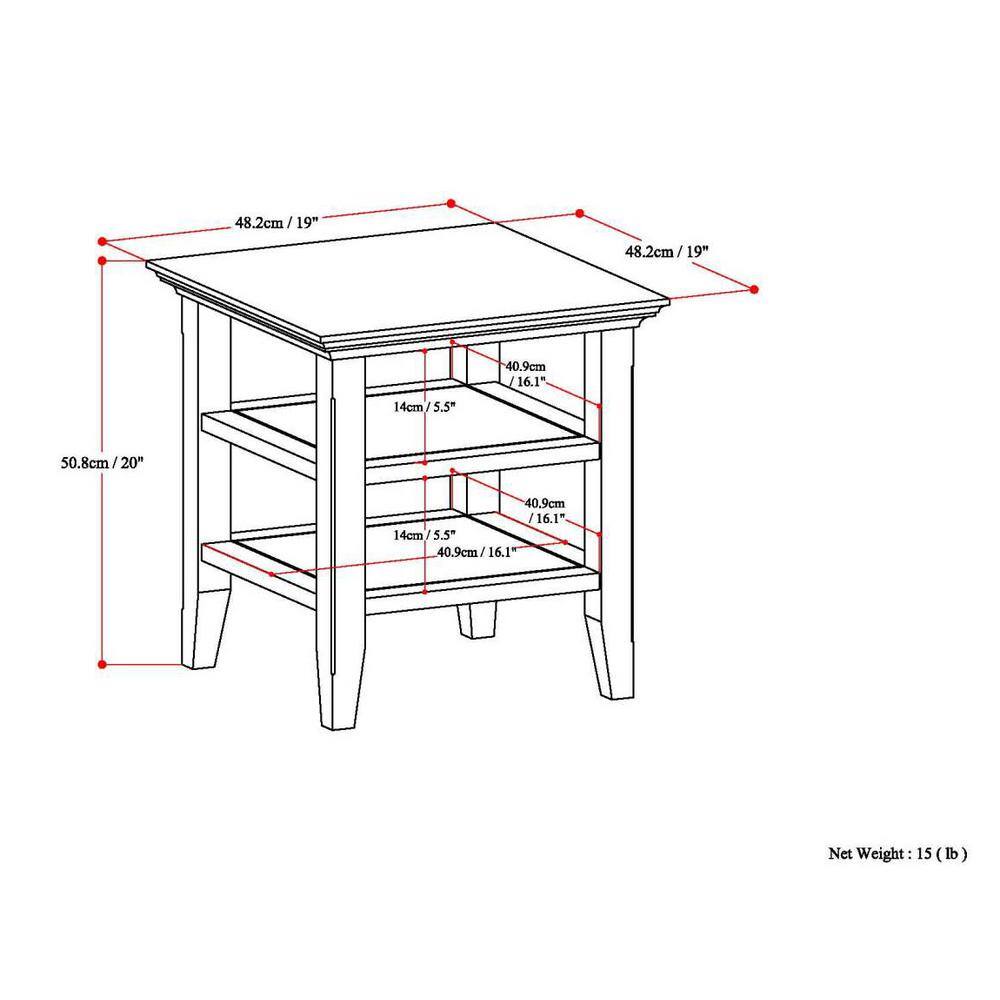 Tobacco Brown Solid Pine Square End Table with Storage