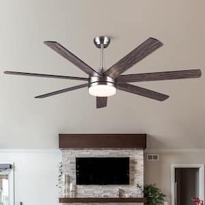 Light Pro 62 in. Integrated LED Smart Indoor Brown Brushed Nickel Standard Ceiling Fan with Remote Control