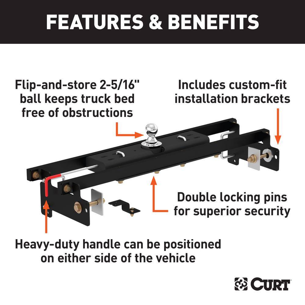 CURT Double Lock Gooseneck Hitch Kit with Brackets, Select Silverado