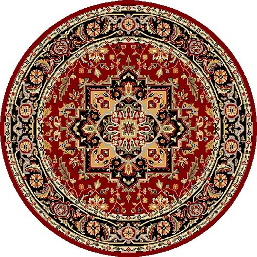 Lyndhurst Red/Black 5 ft. x 5 ft. Round Border Medallion Floral Area Rug price history on PriceWatchPro