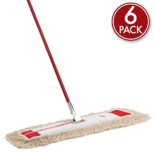 36 in. Cotton Dust Flat Mop with Steel Handle (6-Pack)