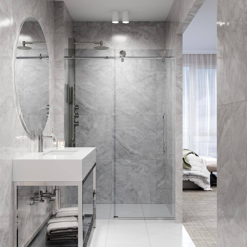 Elan Hart 72" Frameless Sliding Shower Door with Clear Glass