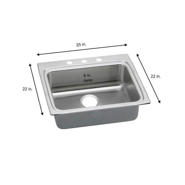 Lustertone 25 in. Drop-in Single Bowl 18-Gauge Stainless Steel Kitchen ADA Sink Only
