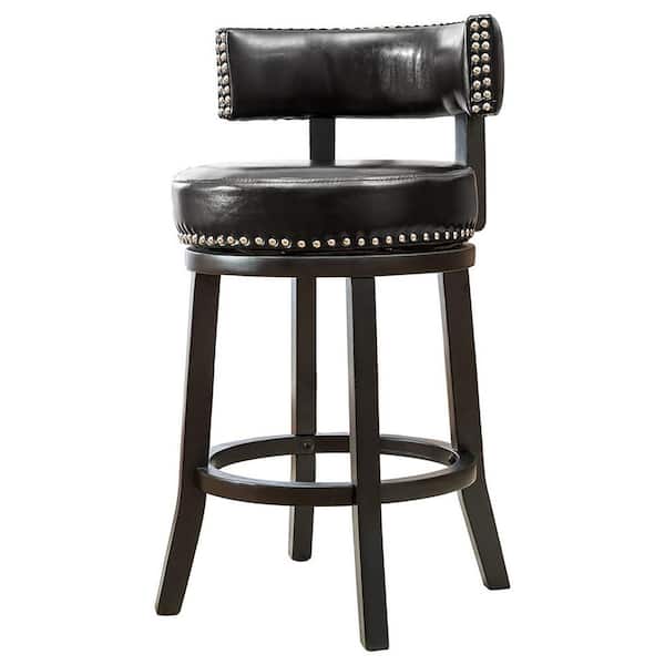 Best Master Furniture 33 in. H Frank Faux Leather Upholstered Swivel Counter Height Stool in Black (Set of 2)