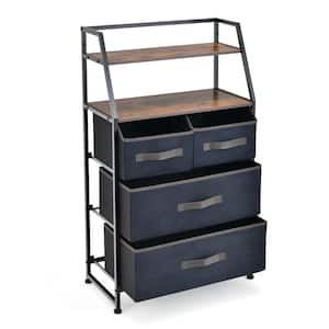 4-Drawer Dresser Organizer Closet Storage Cabinet with Shelves and Foldable Drawers