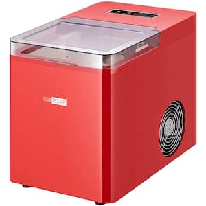 26 lb. Electric Portable Ice Cube Maker Machine with Visible Window and Hand Scoop in Red