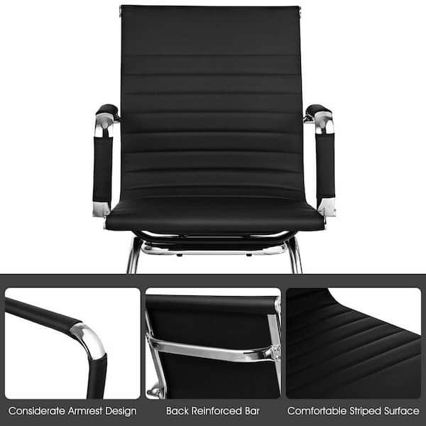 Costway Set of 2 Black Faux Leather Seating Office Guest Chairs