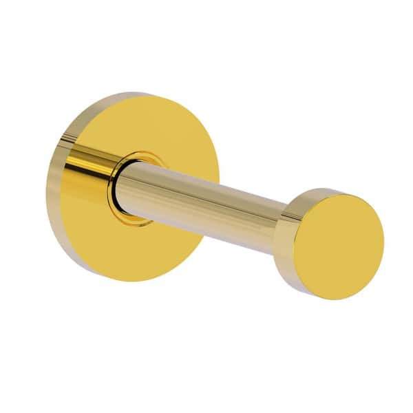 Modern 2 in. Retractable Wall Hook in Polished Brass Closet Rod