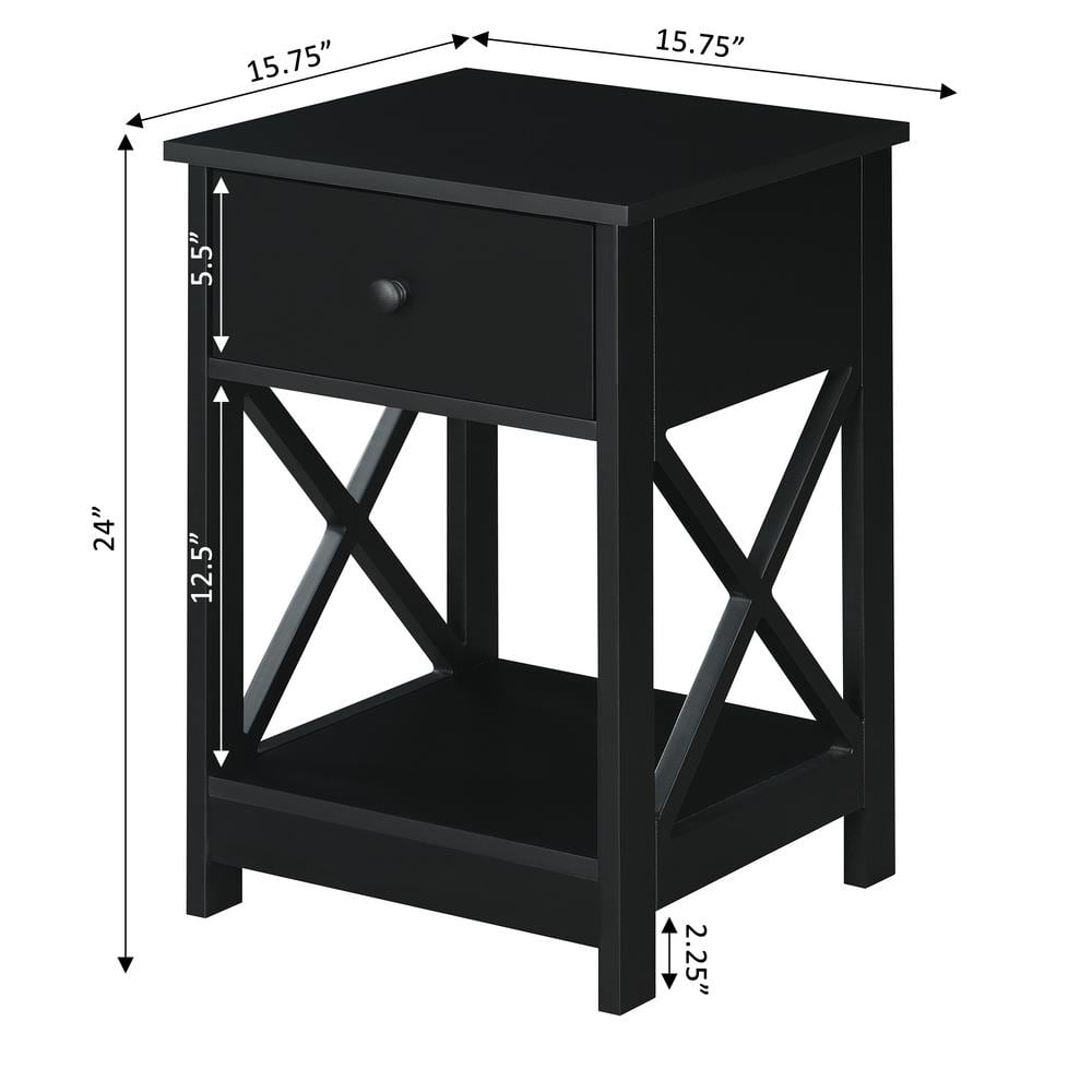 Oxford 16'' Black Square MDF End Table with Storage