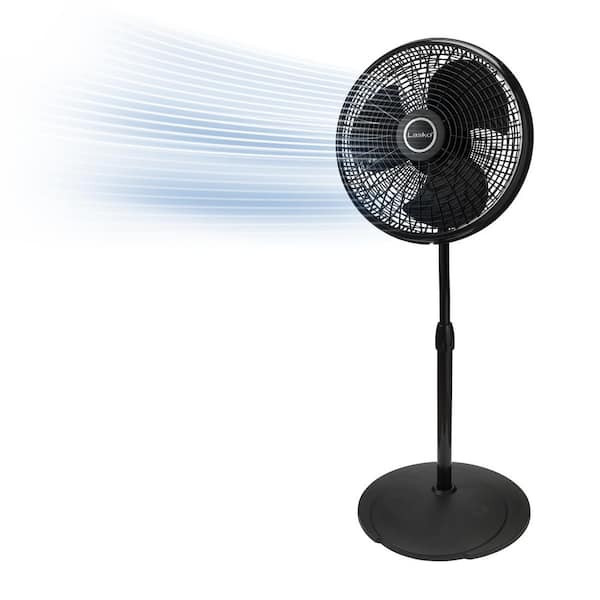 Lasko Performance Adjustable-Height 16 in. 3 Speed Black Oscillating Pedestal Fan