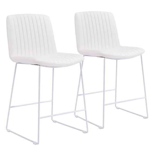 ZUO Mode White Vinyl Counter Chair Set - (Set of 2)