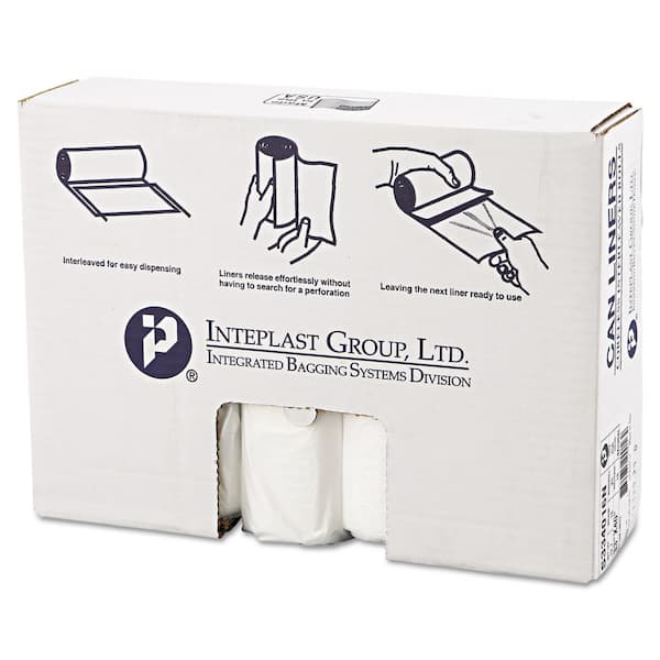 Inteplast Group 33 in. x 40 in. 33 Gal. 16 mic Clear Interleaved High-Density Commercial Trash Can Liners (25-Roll, 10-Rolls/Carton)