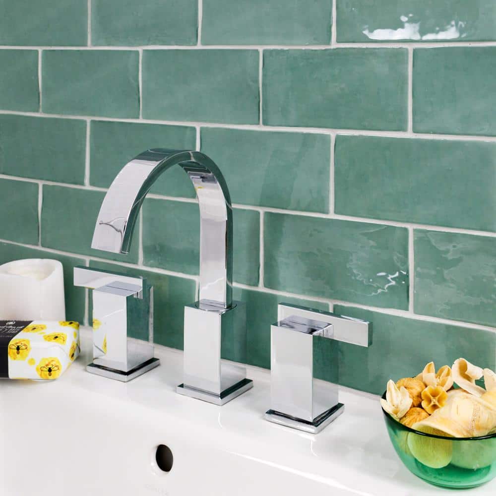 Messi Green Polished Ceramic Subway Wall Tile 3x6