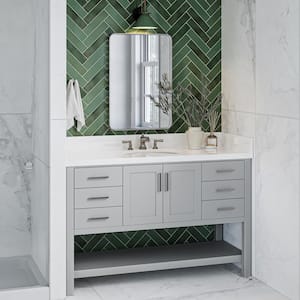 Magnolia 55 in. W x 22 in. D x 36 in. H Bath Vanity in Grey with Pure Quartz Vanity Top in White with White Basin