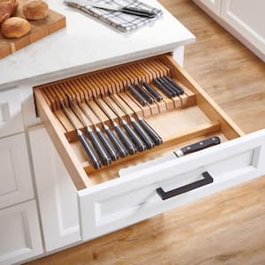 18.5 in. W x 2 in. H x 22 in. D Maple Dual Row Trimmable Knife Block Drawer Organizer Insert