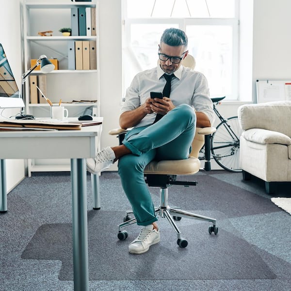 Vinyl floor mat for office chair Persian blue pattern 