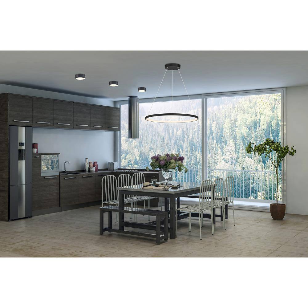Anello Matte Black Circular LED Pendant Chandelier for Indoor/Outdoor