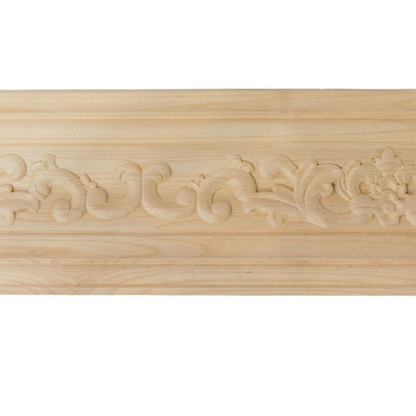 4-7/8 in. x 94-1/2 in. x 4-3/4 in. Unfinished Wood Maple Medway Carved Crown Moulding